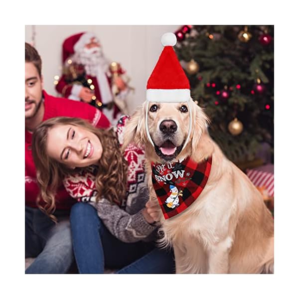 Pedgot 6 pack pet costume accessories christmas classic buffalo plaid pet scarf pet xmas reindeer antlers headband with ears adjustable xmas dog santa hat for pet decor - image 7