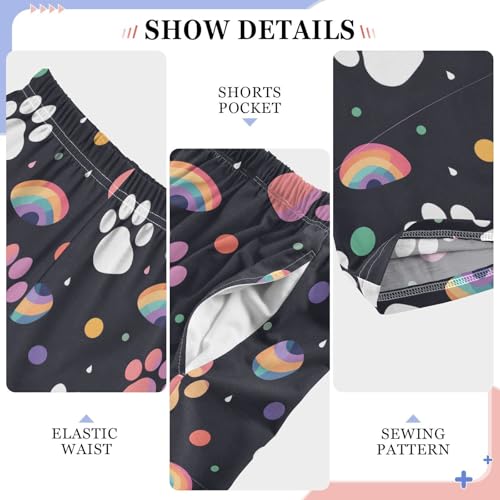 Pajama Pants Cat Paws Print Rainbows PJ Bottoms Sleepwear Lounge Sleep Pant with Pockets4