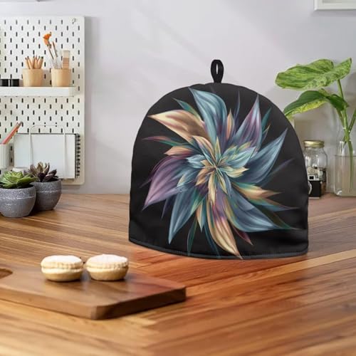 Image of Tea Pot Cosy Insulating Large Tea Pot Cozies for Teapots Kitchen Accessory Home Table Decorative Breakfast Warmer Teapot Cozies Dust Proof Teapot Warmer, Flower Brown Blue