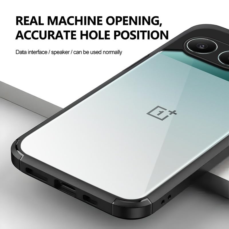 Image of Mr. Case Transparent case with Silicone Frame Back Cover for OnePlus Nord 4 5G | Shockproof Transparent Hard Back Shockproof Bumper - Transparent (Black Border)