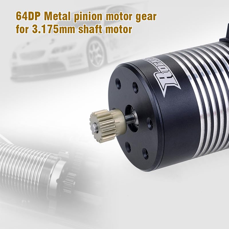 5pcs 64P 3.175mm (21T to 50T) Aluminum Alloy Metal Pinion Motor Gear for 1/10 RC Model - Includes Hex Key (21T-22T-23T-24T-25T)