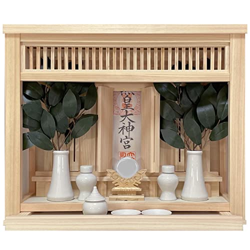 和モダン神棚セット/三社箱宮/羽衣/神具・神鏡付き