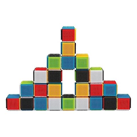 Infantino Press & Stay Sensory Blocks for Babies Age grade 6m+ , 24-Piece Set, Multicolor Cover