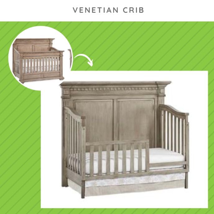 Image of Toddler Bed Safety Guard Rail for Kingsley & Centennial Convertible Cribs - Solid Wood Rail for Convertible Crib to Toddler Bed Conversion - Safety Bed Rail for Children (Driftwood)