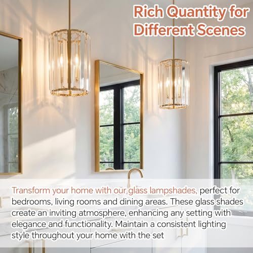 Image of Teenyyou 2 Pcs Crystal Lamp Shade Modern Medium Ceiling Light Cover E26 /e27 Base 1.65 inch Top x 5.1 inch Dia. x 5.9 inch H Chandelier Lampshade Replacement for Dining Room Living Room Wall Sconce Pendant Light