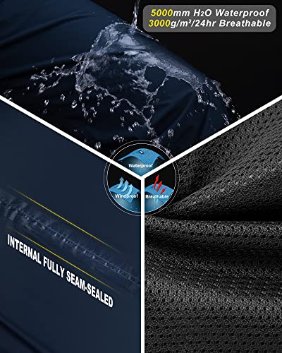 33,000ft Regenhose Damen Wasserdicht Atmungsaktiv Gefüttert Wanderhose Fahrrad Überziehhose Leichte Winddicht Outdoorhose Navy Blau L