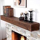 G GOOD GAIN Fireplace Mantel 54 inch - Handcrafted Rustic Solid Wood Mantel l Floating Mantle Shelves Decor for Wall, Bedroom, TV, Books, Livingroom.DarkWalnut