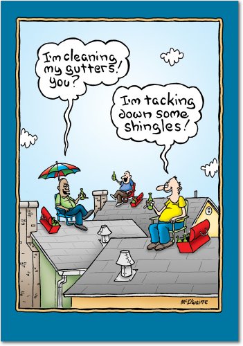 NobleWorks Funny Father's Day Greeting Card with 5 x 7 Inch Envelope (1 Card) Dad Dad on the Roof 0366Z