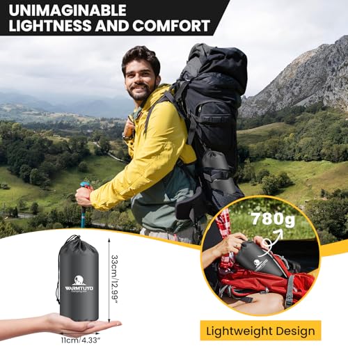 WARMTUYO Isomatte Camping, Ultraleicht Camping Aufblasbare Matratze mit Fußpresse Pumpe und Kopfkissen, Faltbare Wasserdicht Luftmatratze Anti-Ripstop Schlafmatte für Wandern, Strand, Outdoor 2