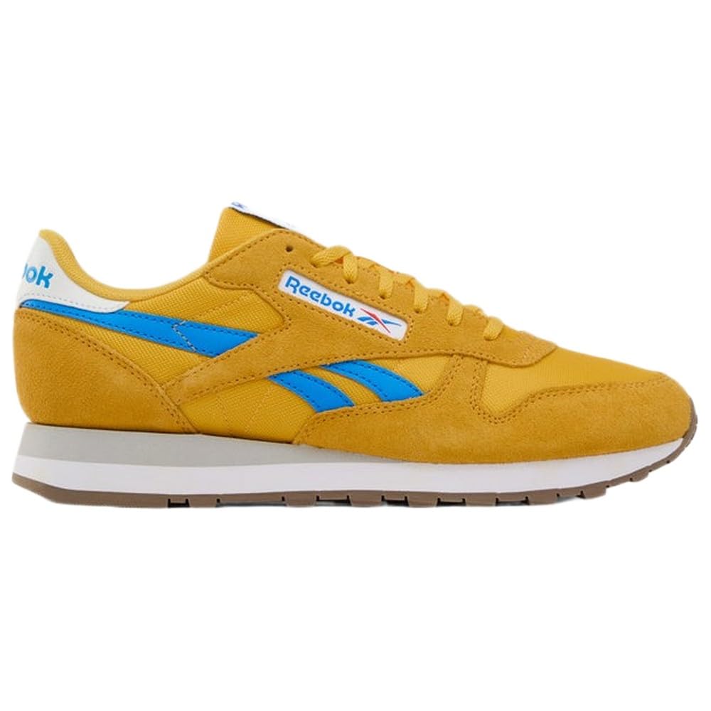 Reebok Unisex Classic Leather Trainers, Always Yellow/Virtual Blue/FTWR White, 39 EU
