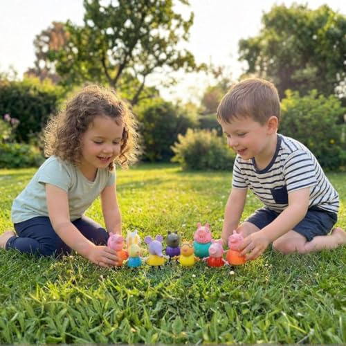 Image of 9 Pcs Peppa Pig Figure Set - Complete Family & Friends Toy Playset with Poseable Action Figures for Toddlers & Kids