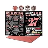Joycard 27th Birthday Card with Envelope, 27th Birthday Decorations for Women, 27 Year Old Birthday Gifts for Her, Happy Birthday Cards for 27 Year Old Daughter, Back in 1998