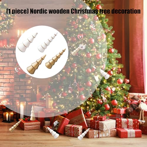 Árbol de Navidad con fácil montaje de madera para adornar espacios pequeños 3