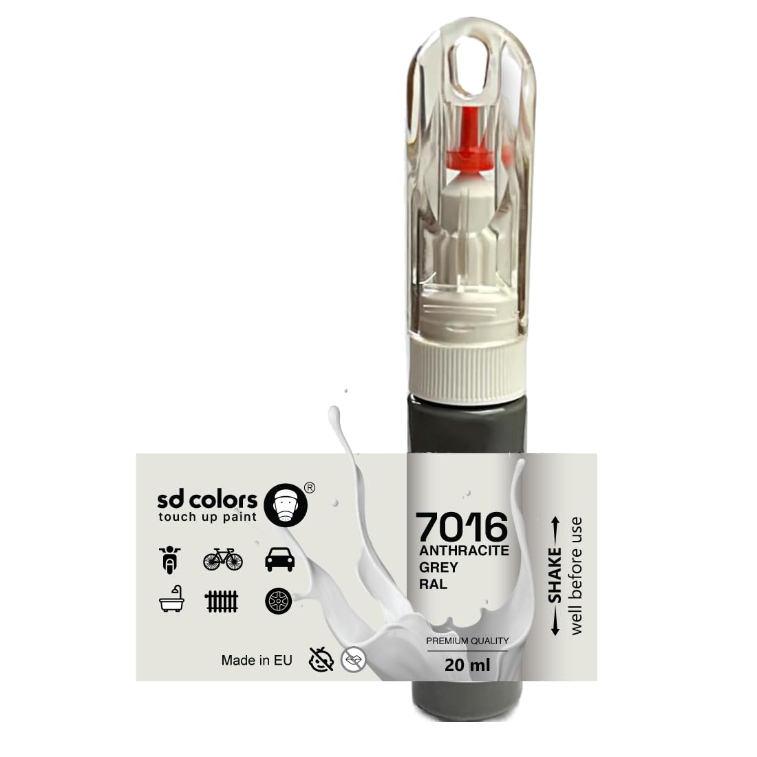 SD COLORS Ausbesserungslack 20ml – Anthrazitgrau (RAL 7016), Universale Reparaturfarbe für Auto, Metall, Kunststoff, Holz & mehr