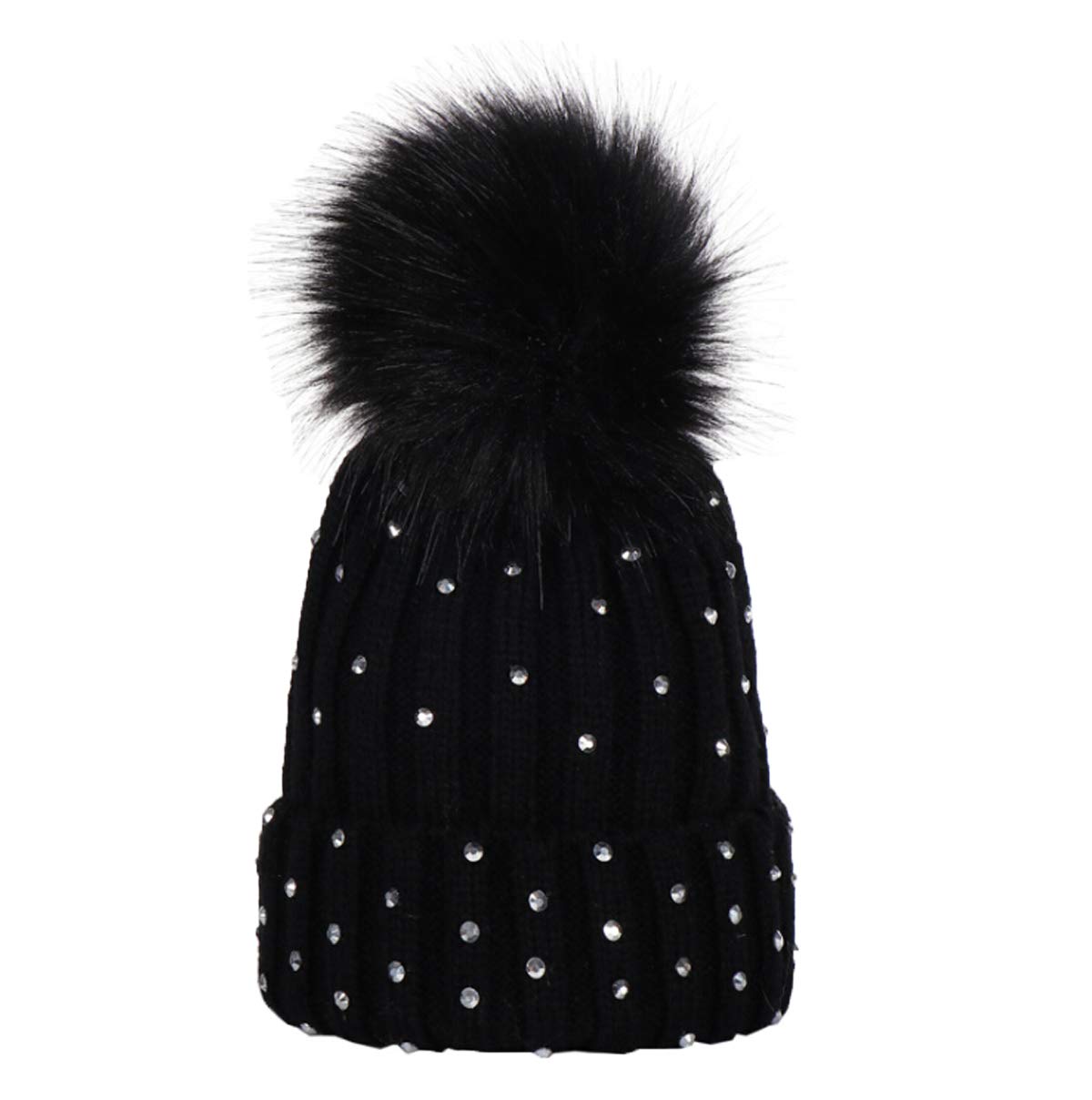 itifu Infant Baby Boy Girl Knitted Crochet Hairball Hat Slouchy Pom Pom Beanie Cap