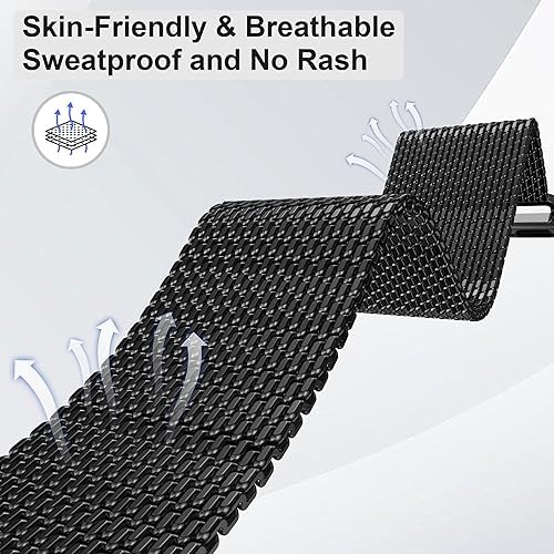 Image of Parachute Buckle Stainless Steel Metal Straps Compatible With Apple Watch Band 46mm Series 10, iwatch Ultra 2|Ultra Band 49mm, 9|8|7 45mm, SE2|6|5|4 44mm, 3|2|1 42mm - Black