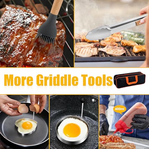 Griddle Accessories Kit, HaSteeL 20 Pcs Flat Top Grill Accessories Set for Camping, Griddle Spatula Tools with 9" Melting Dome, Grill Spatula Set with Choppers for Teppanyaki BBQ Outdoor by HaSteeL - Used condition - Image 7