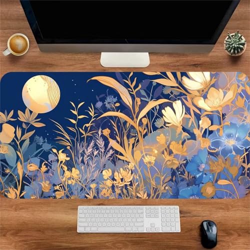 Tapis de souris gaming XXL fleur d'orange 800x400 sous-main bureau PC