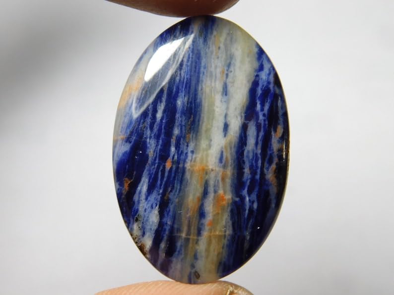 Sodalite naturelle cabochon pour fabriquer un pendentif bleu fait main - 4
