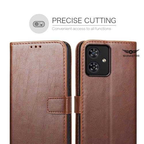 Image of SHINESTAR Moto G54 5G / G64 5G Flip Back Cover | PU Leather Flip Cover Wallet Case with TPU Silicone Case Back Cover for Motorola Moto G54 5G / G64 5G - Classic Brown