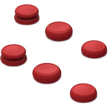 Skull & Co. Skin CQC and FPS Thumb Grip Set Joystick Cap Analogue Stick Cap for Nintendo Switch and Switch OLED Joy-Con Controller - Mario Red 3 Pairs 6 Pieces