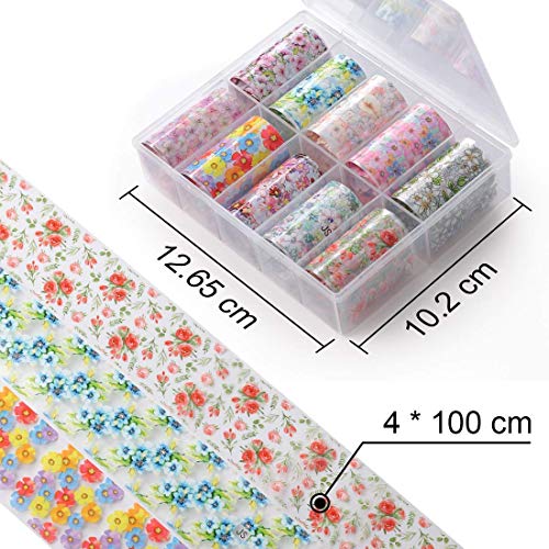 Makartt 2Pcs 15Ml Nail Art Foil Glue Gel With Stickers Set Rose Flowers Metal Nail Transfer Gel 20Pcs 2.5Cm100Cm Stickers 10 Rolls 4Cm 100Cm Butterfly Nail Art Foil Transfer Stickers #TOP7