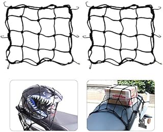 Motorcycle Helmet Net Cargo Net 2 Pack Bungee Net for Motorcycle Bike Load Cover ATVs with Hooks Elasticated Stretchable