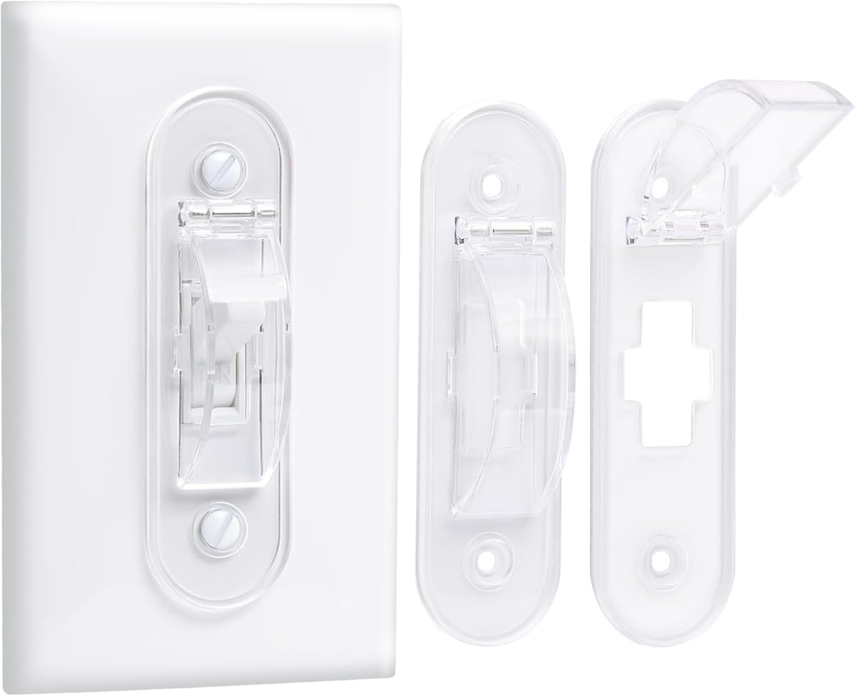 Wall Switch Guard, Childproof Light Switch Cover Guard | Toggle Style | Light Switch Protection | Lock Toggle Switch in On or Off Position | 2 Pack, Clear
