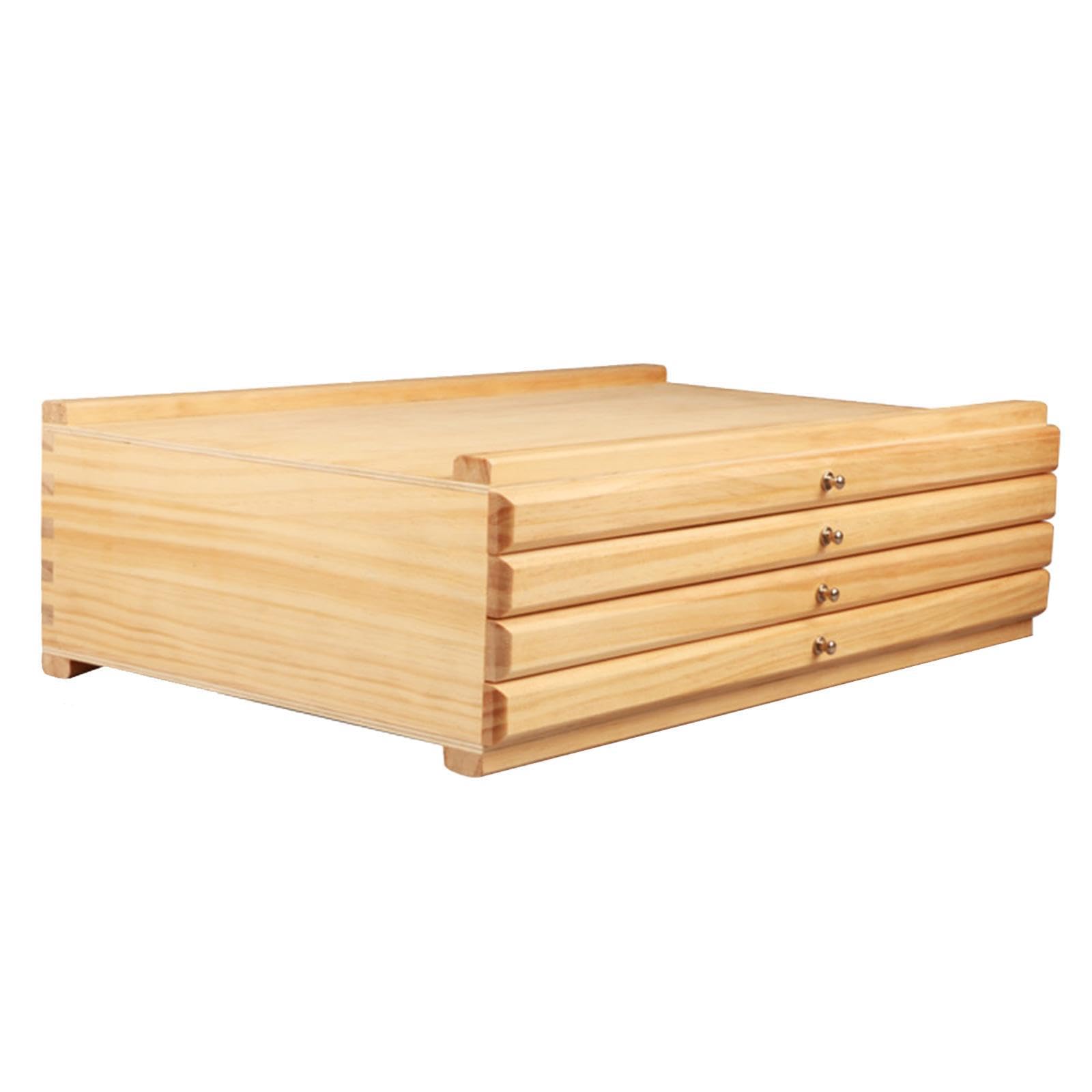 Boîte de rangement pour matériel d'artiste - Construction robuste en bois - Solution légère et portable pour efficacement les fournitures artistiques - Boîte de, Couleur bois, 4 tiroirs