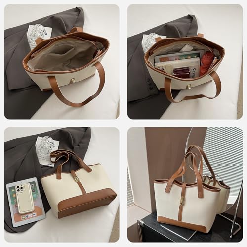 Bolso tipo tote para mujer de poliuretano (PU), bolso vegano con cremallera, bolso ligero para trabajo y uso casual miniatura 5