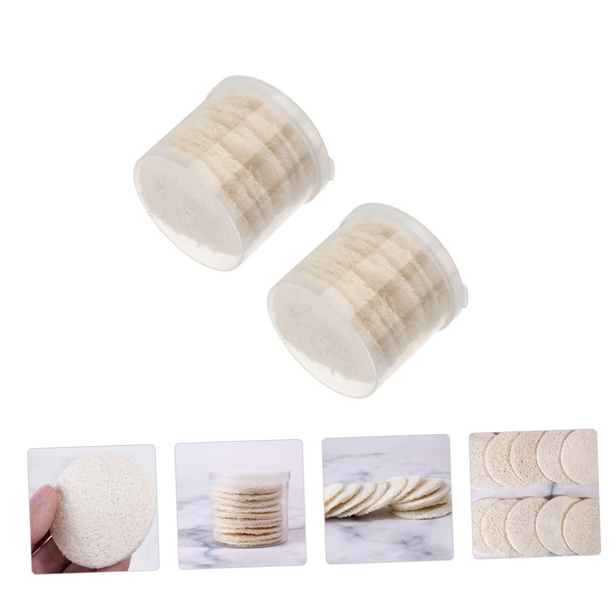 DOITOOL 60pezzi Spugnette Rotonde Per Detersione Viso Struccante Naturale Cellulosa Per Esfoliazione e Pulizia Del Viso Adatto Per Uso Quotidiano e Viaggi