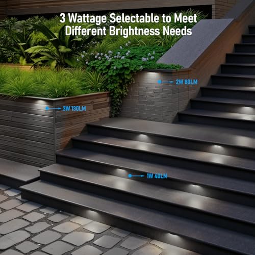 LEONLITE 8-Pack 4 Inch LED Hardscape Lighting, Update Retaining Wall Lights, LED Landscape Lighting, 12-24V AC/DC Paver Light Low Voltage, 1W/2W/3W Dimmable Outdoor Step Lights, 5000K Daylight, ETL - Thumbnail 2