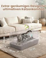 Katzenklo Edelstahl, Katzentoilette Groß XXXL mit Schaufel, Katzenklo mit Abnehmbares Hoher Rand, Halbgeschlossene Katzentoilette Metall für Katzen, Geruchsfrei, Leicht zu Reinigen, Schwarz – Ansicht 3