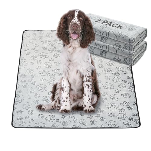 Image of Qeils Reusable Puppy Pads, 2 Pack Washable Pee Pads for Dogs, Non Slip Wee Wee pad, Absorbent and Leakproof Training Mats for Potty, Crate, Playpen, Bed, Sofa, 48 inchx 30 inch
