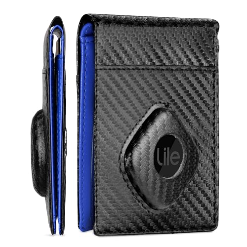 Image of ALPHA PAIR Men's Wallet for Tile Mate (2024) - Bifold Tile Wallet for Men - RFID Blocking with Holder for Tile Tag - Wallet for Tile Tracker with 11 Credit Card Slots - Leather Tile Slim Wallet - Blue