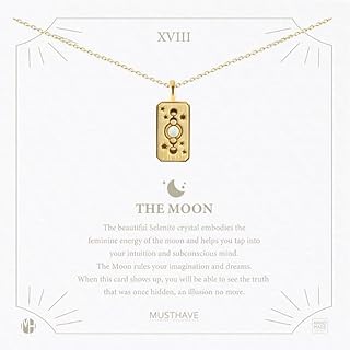 MUSTHAVE Tarot Card 18K Gold Plated Necklace with message card, yellow gold color, Anchor Chain, Best Gift Necklace, Size 16 inch + 2 inch Extender, Opal Necklace, Gift card