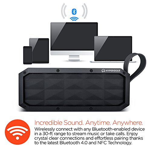 Hypergear Beast Xl Rugged Portable Ipx6 Waterproof Water Resistant Outdoor/Indoor Bluetooth Wireless Speaker W/Built-In Microphone, Best Loud 30W Bass Stereo Sound For Bluetooth Devices [Black] 13920 #TOP4