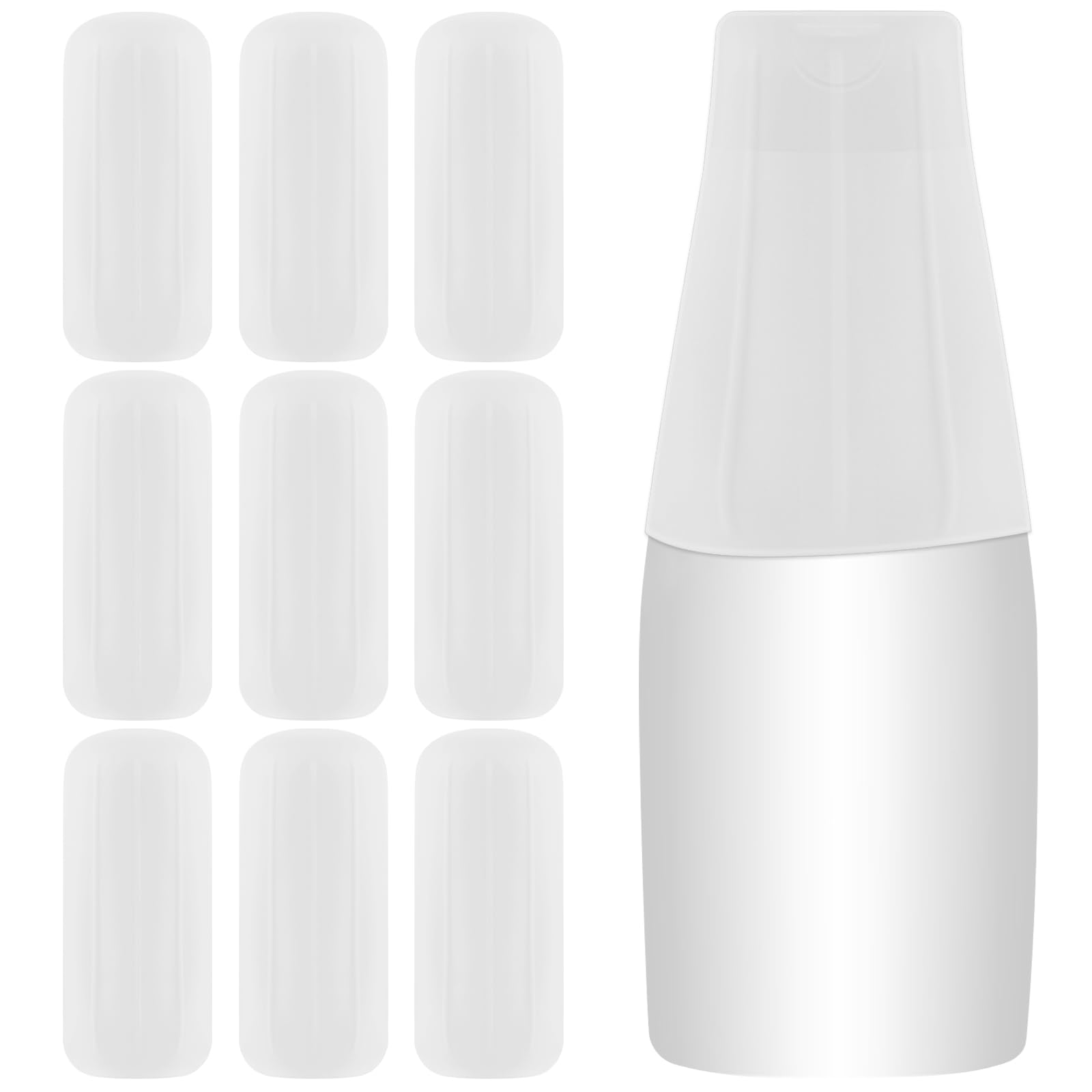 Photo 1 of NACHLYNN 10 Pack Silicone Bottle Covers White Silicone Travel Size Container Sleeves Travel Bottle Covers Reusable Travel Sleeves for Toiletries for Men Women Travel Toiletry Bag Accessories