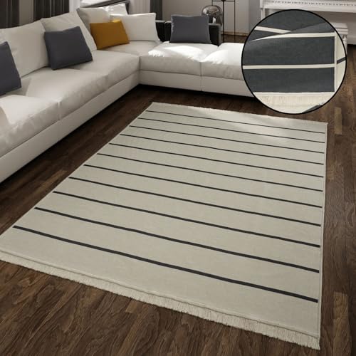 TT Home Alfombra Habitación Salon Dormitoro Lavable Estilo Nordico Geométrico con Flecos, Color:Gris Oscuro 4, Tamaño:80x150 cm