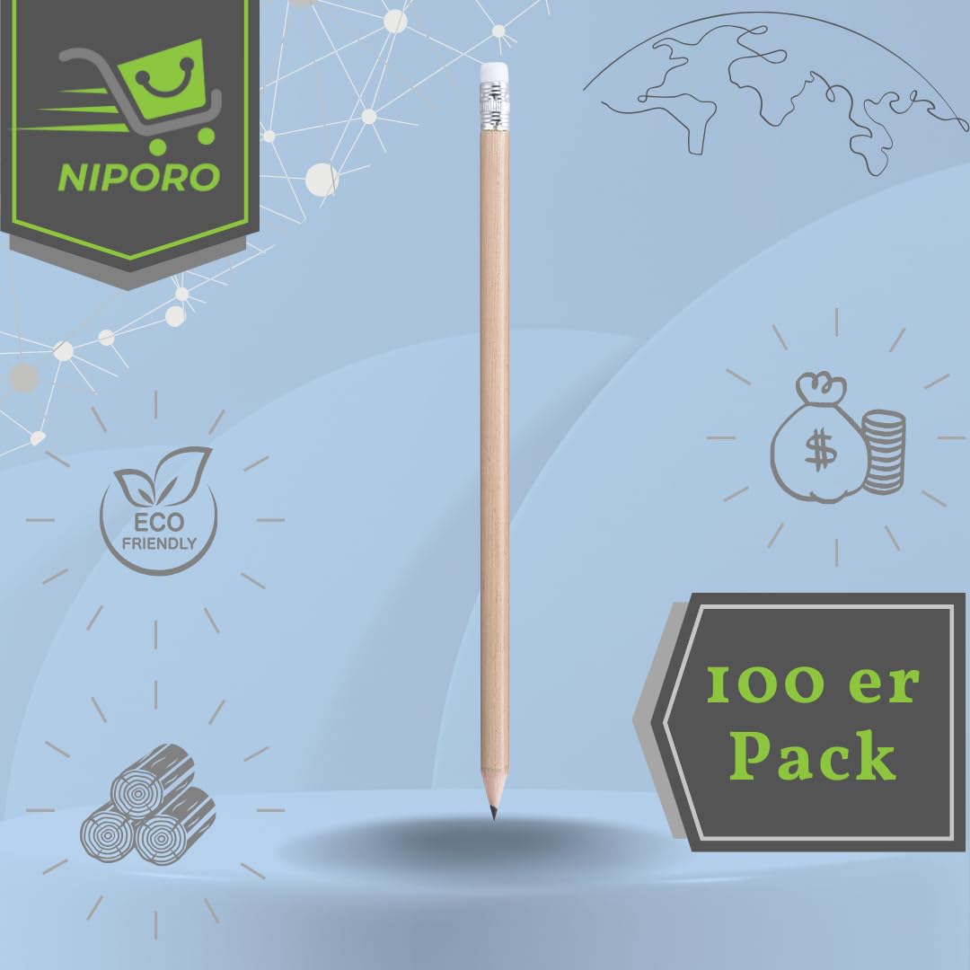 NoTrash2003 Pack Of 5 To 100 Matte Black Wooden Pencils With Eraser Black Edition HB, Pre-Sharpened, 19 Cm Length, Economy Pack, Sustainable (Modern, Pack Of 5 - View #6