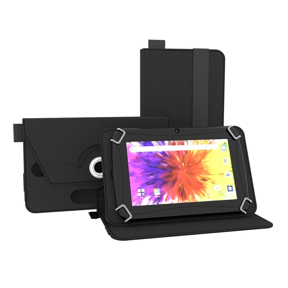 DOMO nCase B9 Flip Case Smart Cover Carry Case Compatible for 7 inch Tablet PC with 360 Degree Rotation, Tablet Stand with Camera Holes,Tablet Cover, Tablet case (nCase B9-Black)