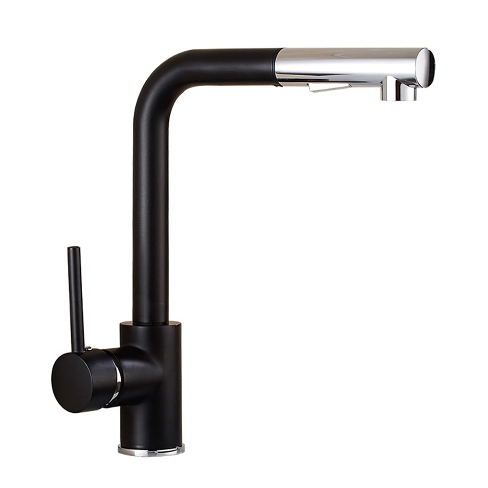 Lmysxaoz Black Kitchen Faucet With Pull Down Sprayer, Brass Rotatable Pull-Out Sink Faucet, Single Handle Hole Hot And Cold Water Mixer Tap,