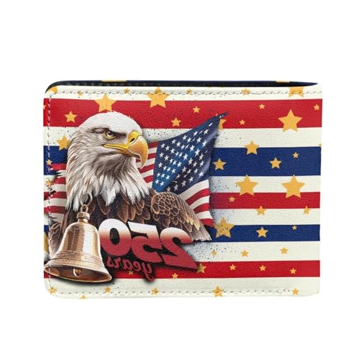 Image of Coldinair 250th USA Anniversary Eagle Wallet for Teen Boys Kids Bifold Wallet Purse Leather Credit Card Cash Id Holder Cool Slim Bifold Small Coin Purses