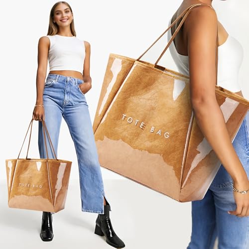 Image of KALIDI PVC Tote Women Weekender Bag Large Shopper Handbag Oversize Shoulder Travel Purse