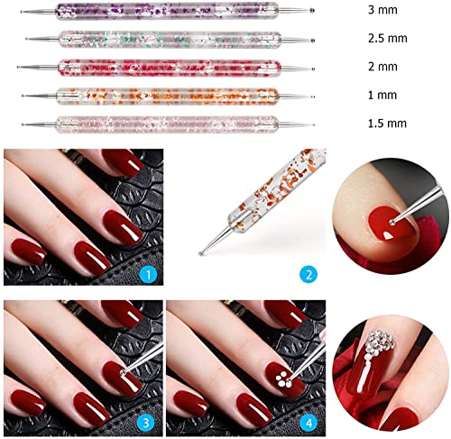 Nail Art Pinsel Set, GuKKK 61 Stücke Nageldesign-Zubehör, 5 St Nail Art Stamping Kit, 15 Stücke Nagel Pinsel, 5 Stücke… – Bild 5