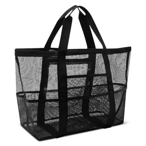 Grand Sac de Plage XXL en Maille avec Fermeture...