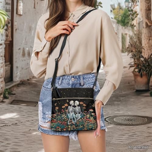 Image of Leather Women Crossbody Hobo Bag Satchel Purse Handbag with Adjustable Shoulder Strap and Zipper Pockets