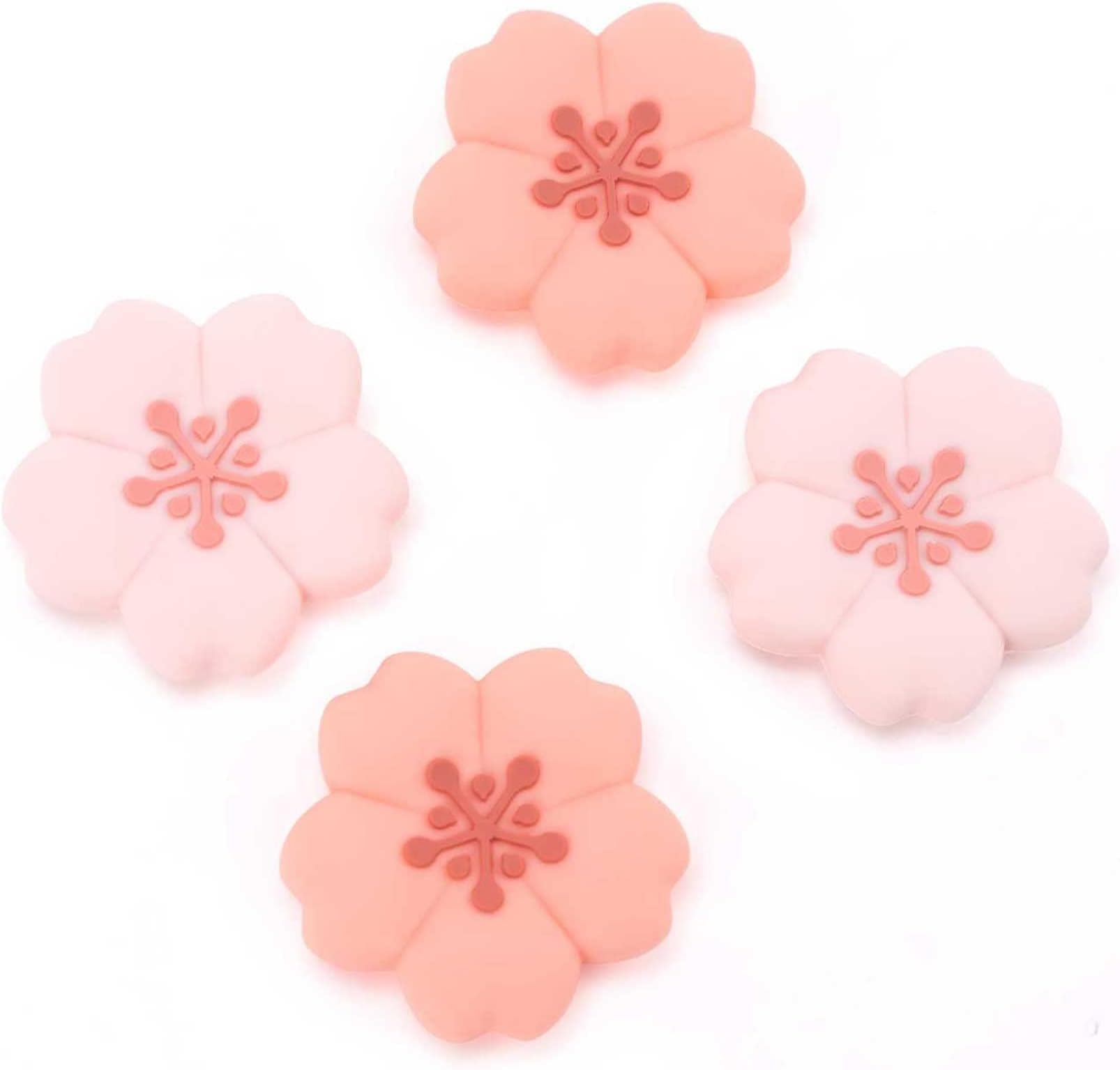 GeekShare 4PCS Cute Silicone Game Console Thumb Grip Caps,Kawaii Flower Shaped Joystick Cover Compatible with Switch/OLED/Switch Lite (Sakura)