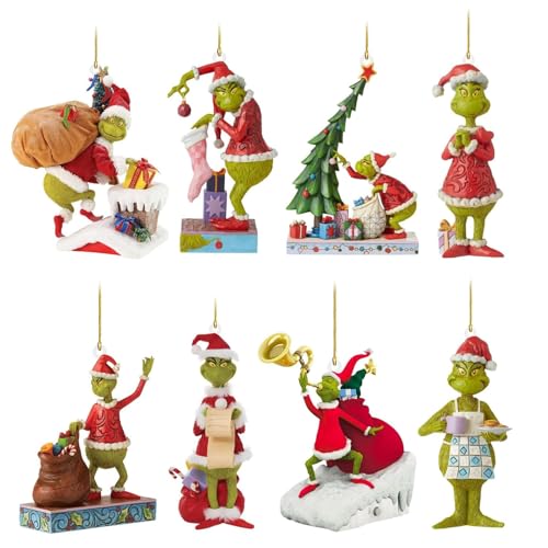 Christmas Ornament Decorations 8PCS Stocking Cap Funny Santa Ornament Decorative Xmas Decor Ornaments (8PCS)