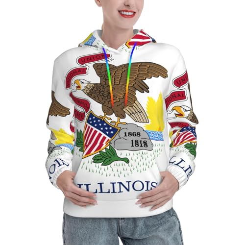 Sweat à capuche Illinois State Flag femme avec poche kangourou